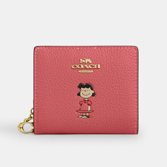 NWT Coach x Peanuts 2025 Snap Wallet Lucy CBN89 Snoopy 75th Anniversary Pink - Picture 1 of 10